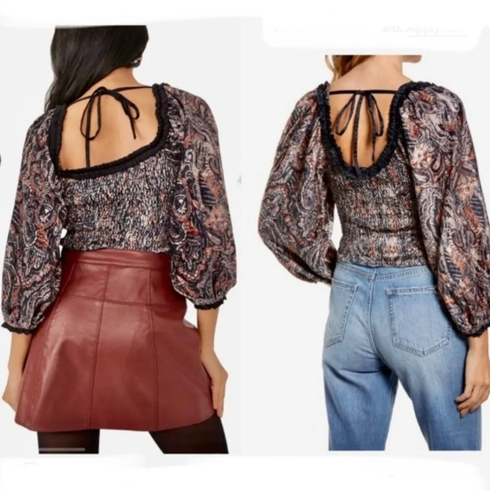 🌹NWT🌹FREE PEOPLE Dare Me Velvet Blouse, sz XS - Picture 2 of 9